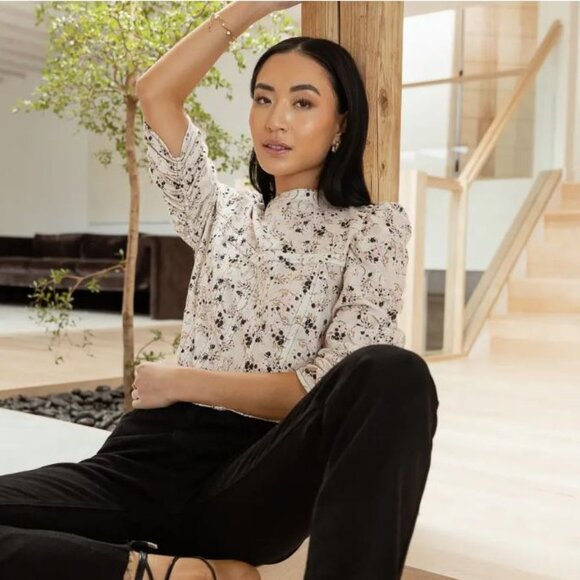 Bohme Mae Floral gold buckle blouse size S - Picture 16 of 16